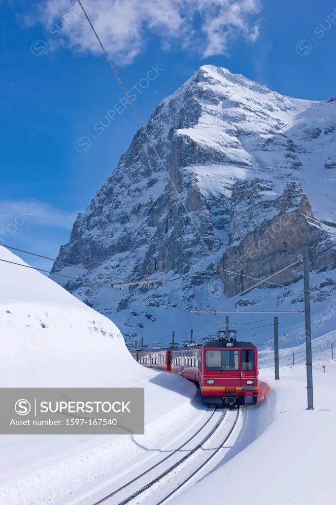 Road, Railway, train, railroad, mountain, mountains, mountain railway, snow, tourism, holidays, traffic, transport, winter, snow, canton Bern, Bernese...