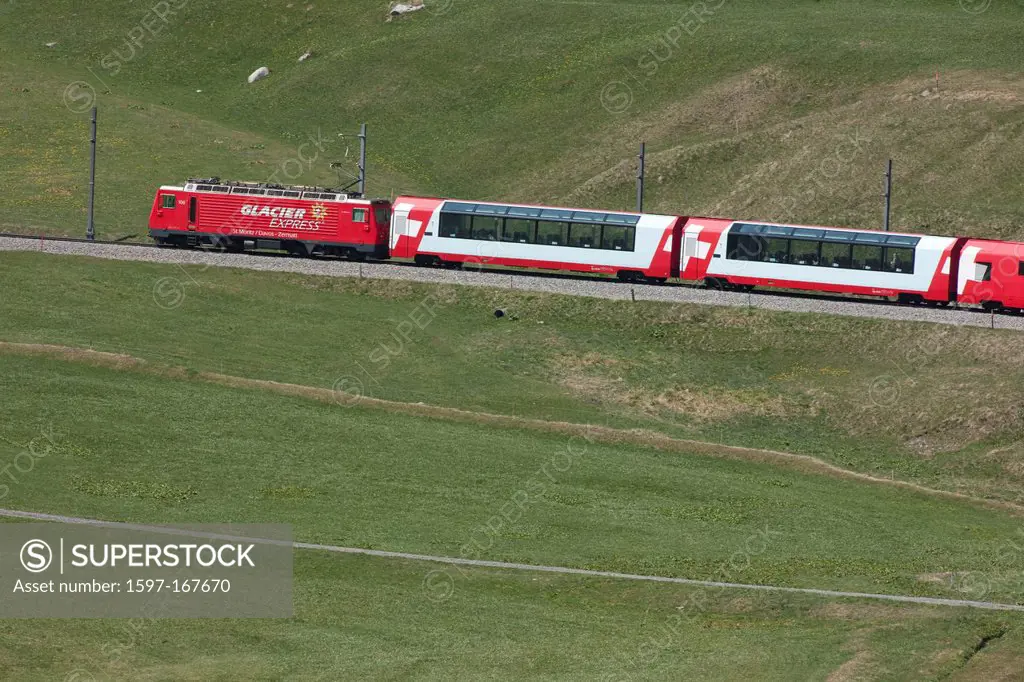 Road, Railway, train, railroad, Valais, Wallis, Switzerland, Europe, Glacier express, Weisshorn, Goms