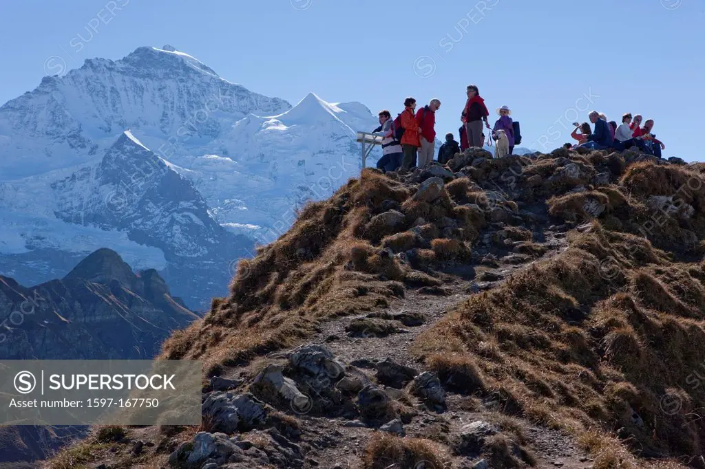 Switzerland, Europe, Männlichen, mountain, mountains, canton Bern, Bernese Alps, Switzerland, Europe, Bernese Oberland, Jungfrau, Alps, tourists