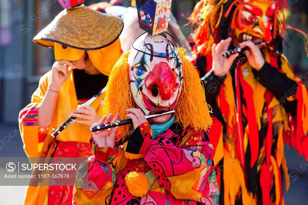 Carnival, carnival, town, city, event, canton, Basel, Switzerland, Europe, town, city, parade, move, piper, masks,