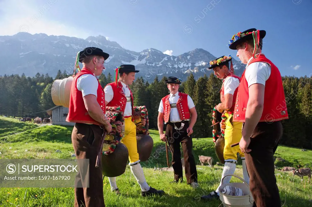 Tradition, folklore, national costumes, agriculture, national costumes, national costume party, canton Appenzell, Switzerland, Europe, Ausserrhoden, c...