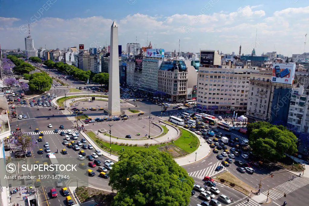 South America, Buenos Aires, street, avenue, traffic, building, construction, Avenida 9 de Julio, obelisk