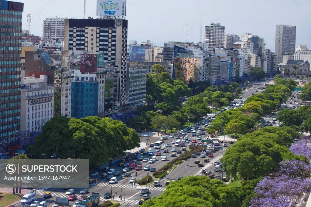 South America, Buenos Aires, street, avenue, traffic, building, construction, Avenida 9 de Julio,