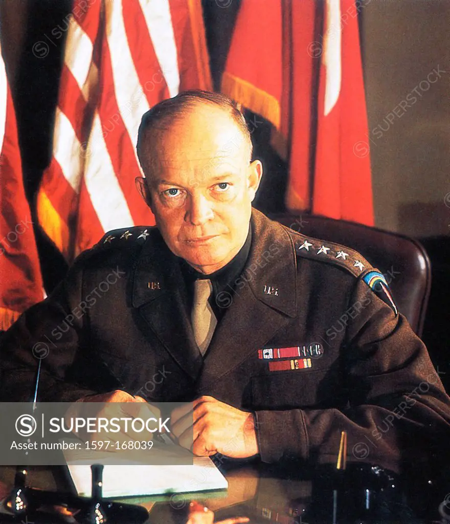 General, Dwight D. Eisenhower, portrait, desk, Eisenhower, Supreme Commander, Allied Forces, Western Europe, SHAEF, Supreme Headquarters Allied Expedi...