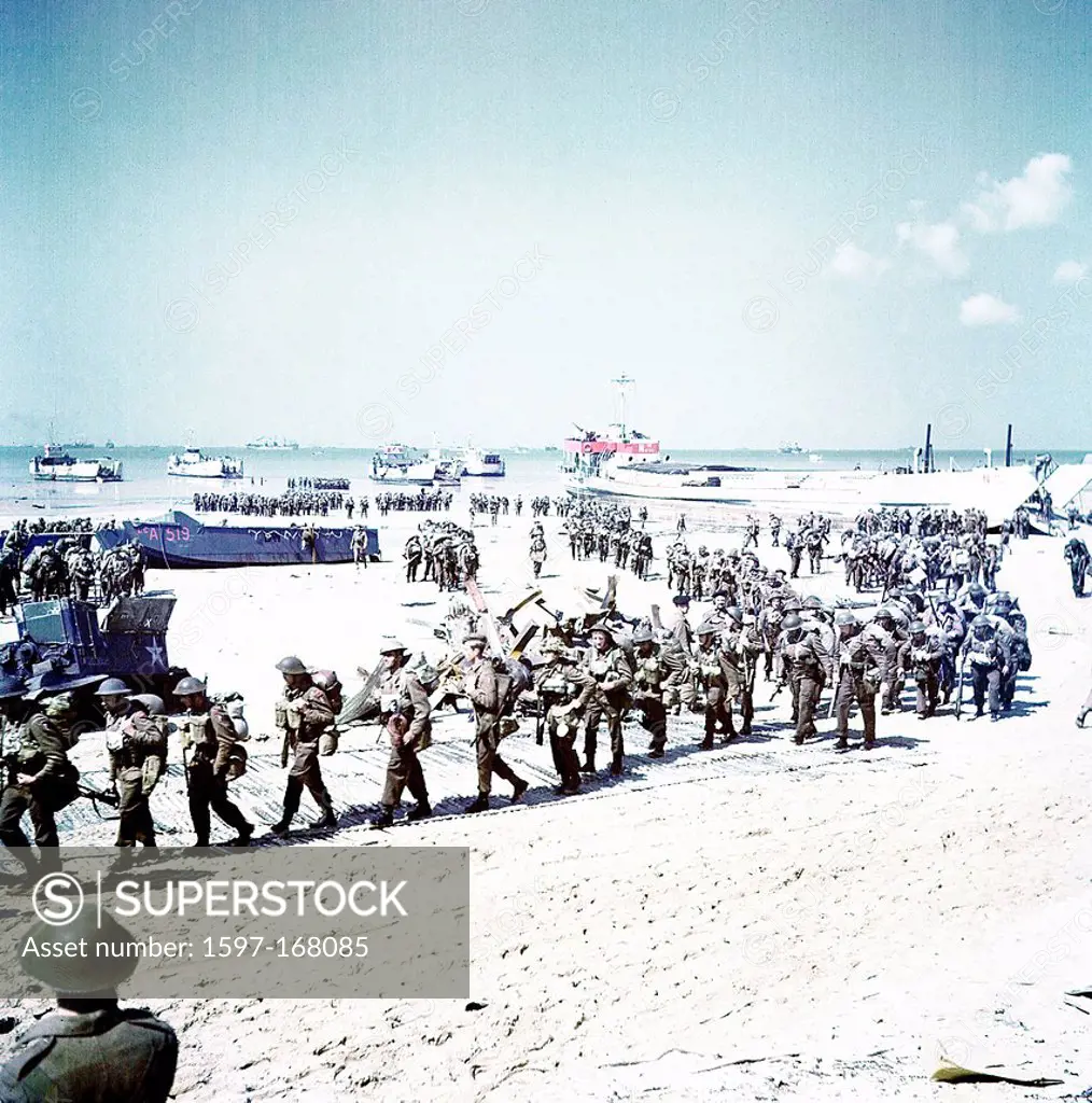 Operation, Overlord, Normandy, Canadian, Infantry, Juno Beach, Bernières_sur_Mer, D_Day, soldiers, ships, sea, World War II, Department Calvados, Fran...