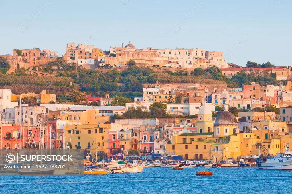 Marina Grande, Procida, Bay of Naples, Campania, Italy, boat, colourful, Europe, historic, house, island, Italian, Mediterranean, old, port, sea, ship...
