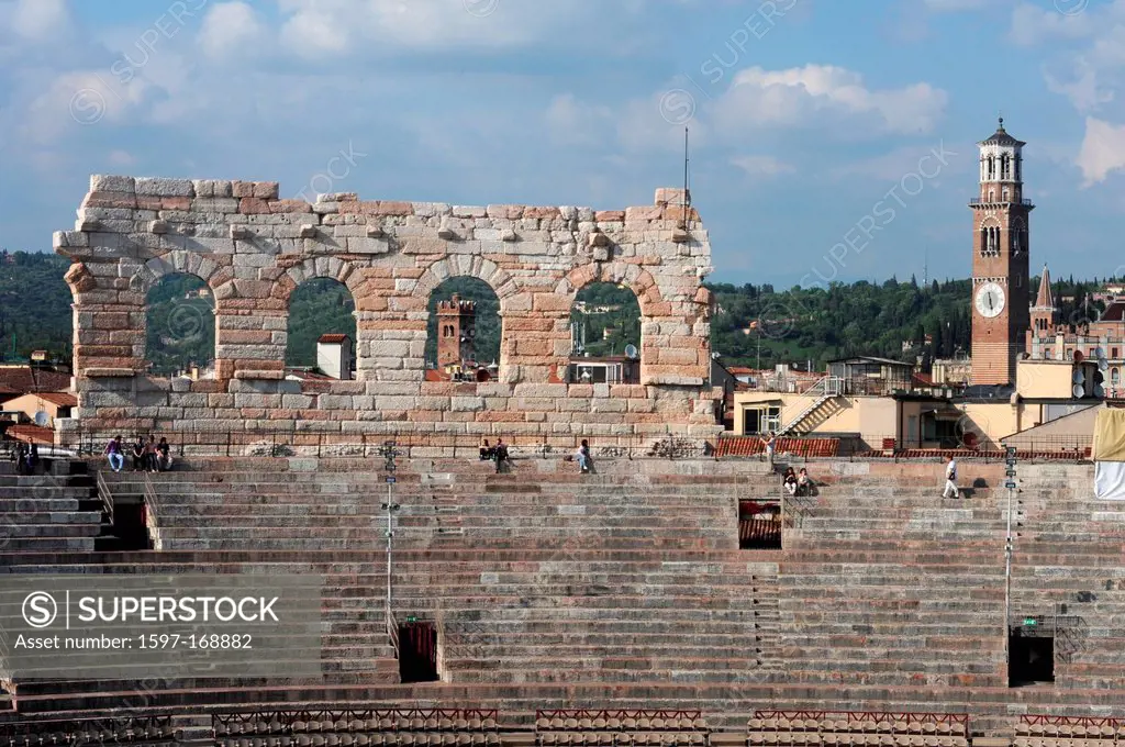 Italy, Europe, Veneto, Verona, amphitheater, Unesco, world cultural heritage, arena, Roman, culture, church