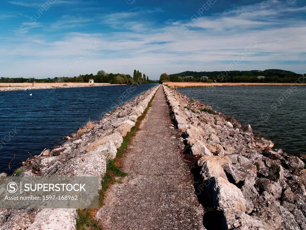 Broye, canal, Chablais, dam, river, sky, horizon, skyline, canal, channel, canton, Bern, canton, Vaud, Neuenburgersee, Switzerland, Europe, lake,