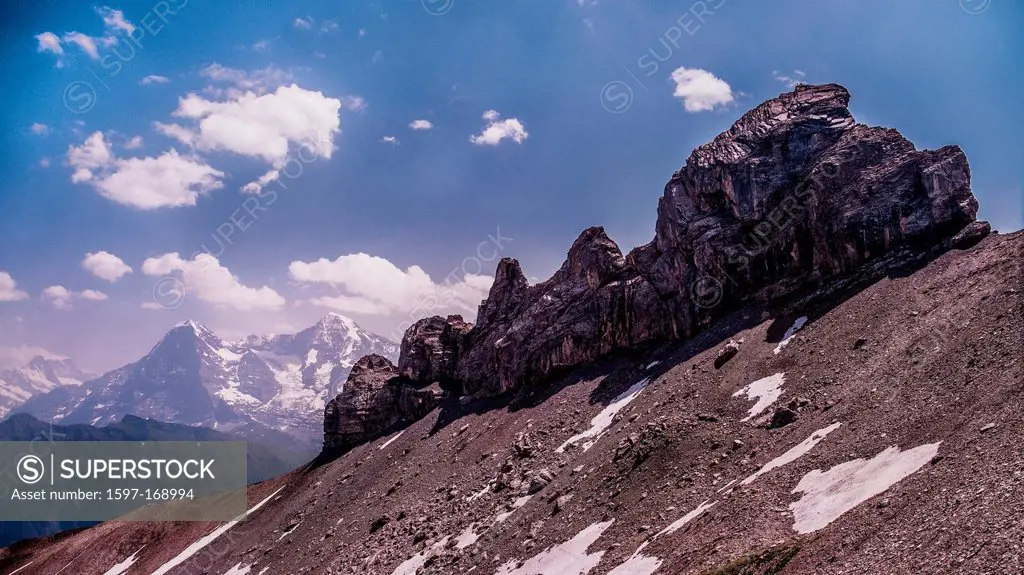 Alps, mountain landscape, Bernese Alps, Bernese Oberland, rock, cliff, Rocky Mountains, summit, peak, sky, alpine, Isenfluh, lime nightmares, canton, ...