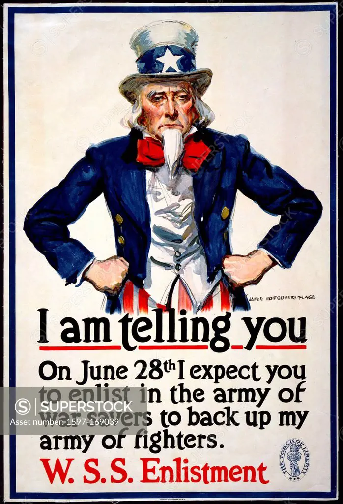 World War I, American, recruitment, poster, Uncle Sam, war savers, back up, Enlistment, USA, 1917,