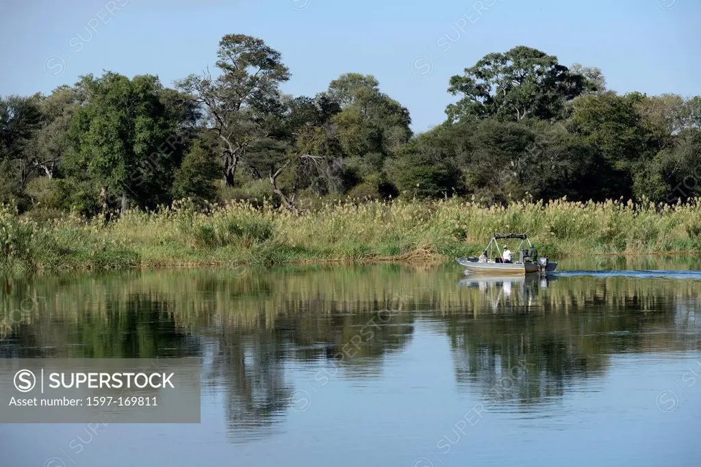 Africa, Namibia, Okavango, river, Caprivi Strip, boat, fishing, reeds, nature, Caprivi,