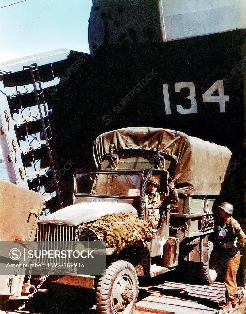 Operation, Overlord, Normandy, truck, United States Army, loading, Landing Ship Tank, LST, soldiers, Omaha Beach, World War II, France, 1944