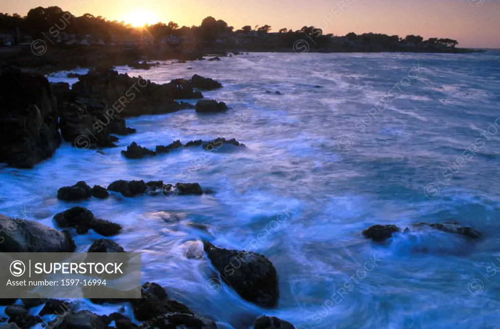 California, Point Pinos, Monterey Peninsula, USA, America, United States, sunset, coast, mood, landscape, sea