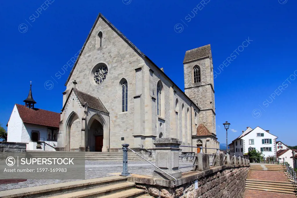 Church, Catholic, Rapperswil, religion, Switzerland, Europe, Swiss town, city, sunshine, St. Gallen, St. Johannisberg, town, city, town parish church ...