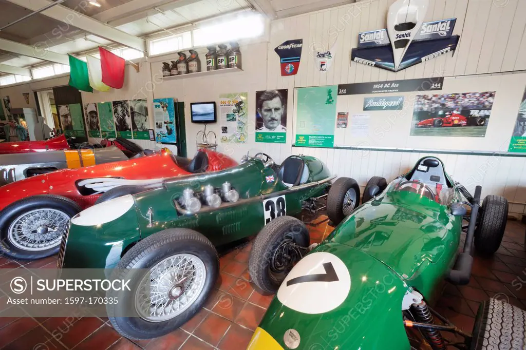 England, Surrey, London, Booklands Museum, Display of Vintage Racing Cars