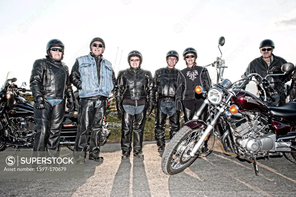 Bikers, bike, Bonavista, Lighthouse, Newfoundland, Canada, leather, group, no model release