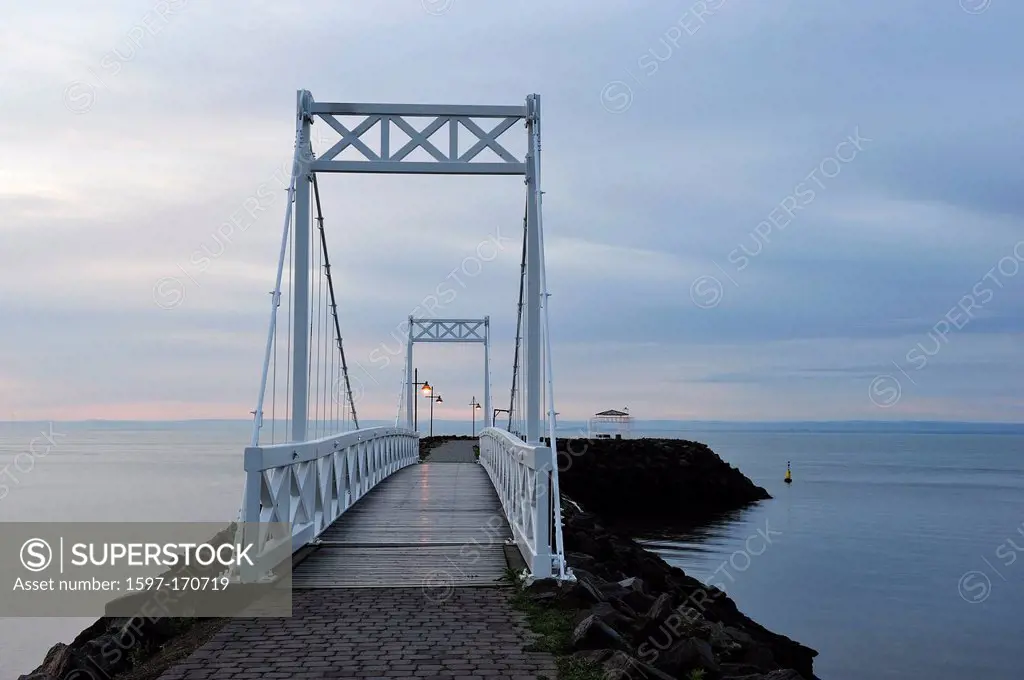 Bridge, Canada, Malbaie, Quebec, St. Lawrence River, river, dusk, horizontal, sundown, water