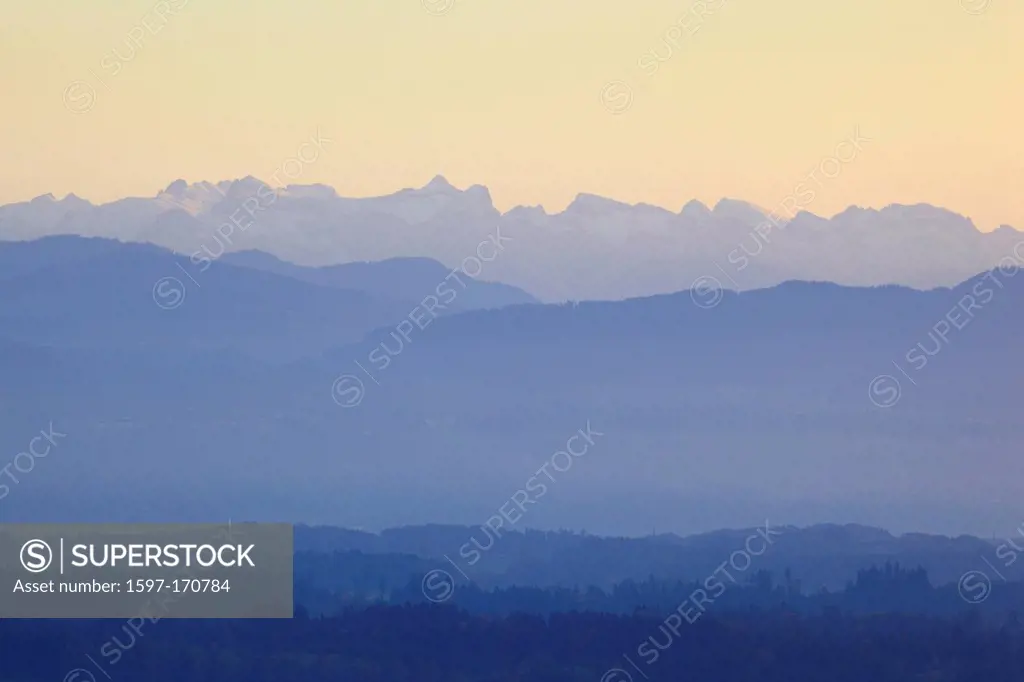 Gradations, Alps, view, view, Hittnau, mountain, mountain panorama, mountains, mountain panorama, mountains, autumn, autumn mood, Hittnau, fog, fog pa...
