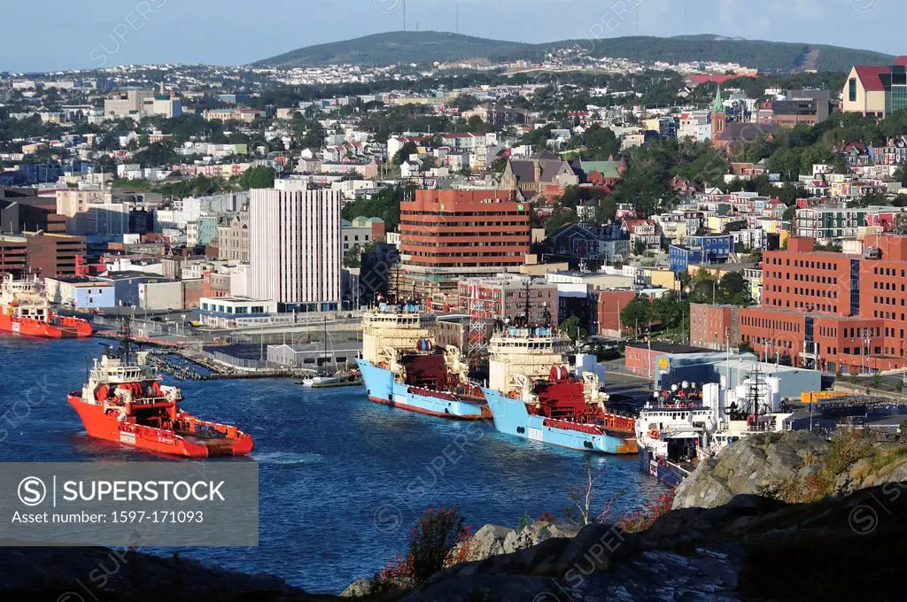 St. John´s Harbor, Signal Hill, St. John´s, Newfoundland, Canada, harbour, city, boats