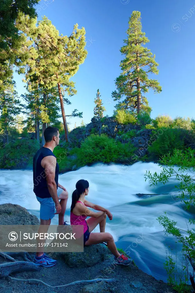 USA, United States, America, North America, Pacific Northwest, Cascade Mountains, Deschutes, National Forest, Dillon Falls, River, Dillon Falls, flow,...