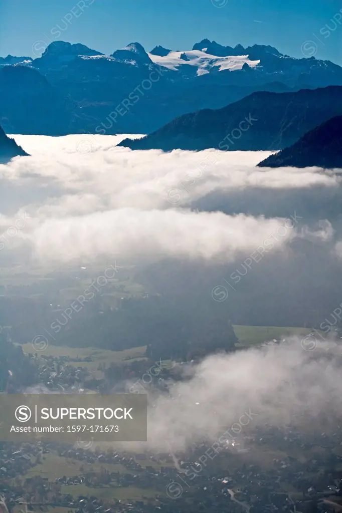sea of fog, Auseerland, Styria, Austria, Dachstein, landscape, mountains, Altaussee