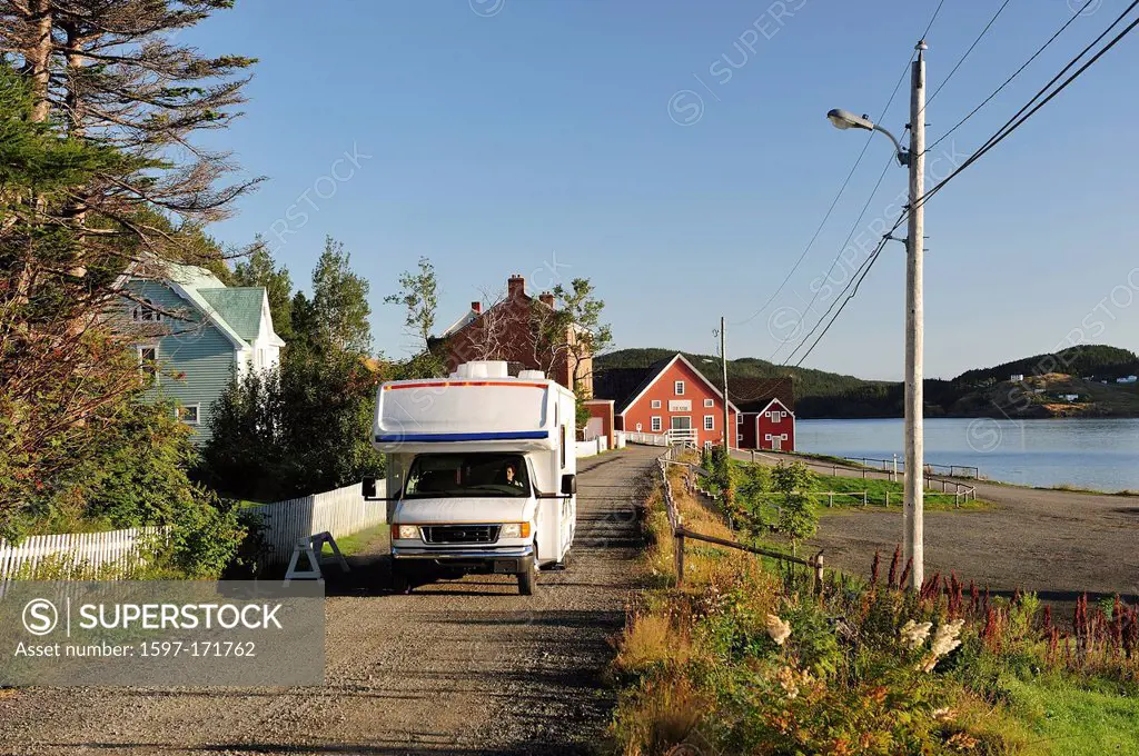 Motorhome, RV, Camper, Trinity, Newfoundland, Canada, road,