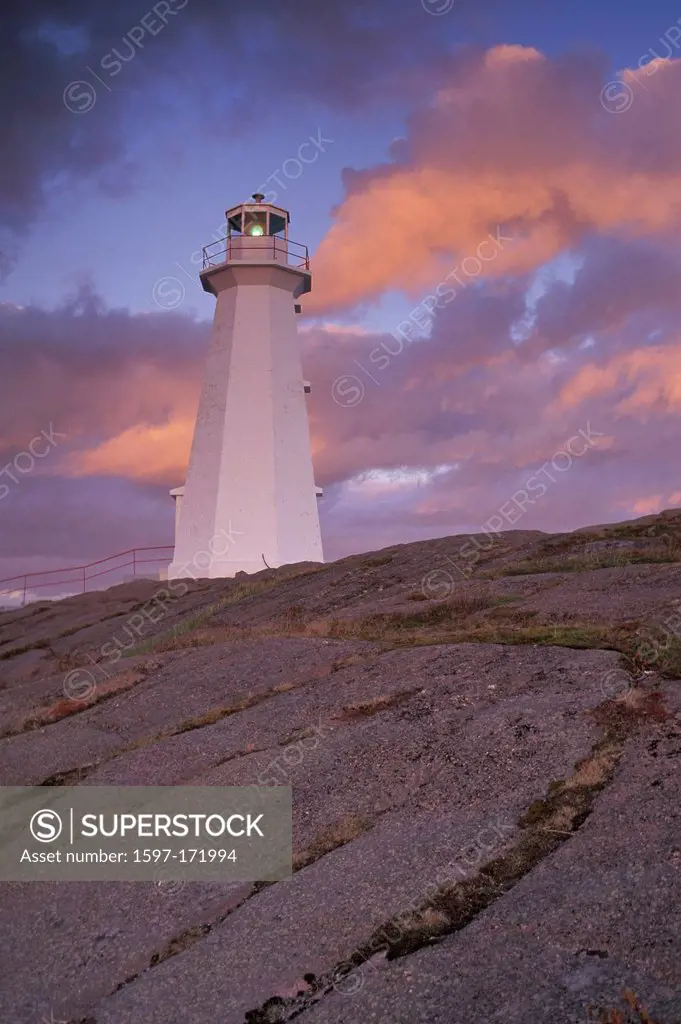 Lighthouse, Cape Spear, National, Historic Site, Newfoundland, Canada, sunset, clouds, ocean, sea, rocks, cliff