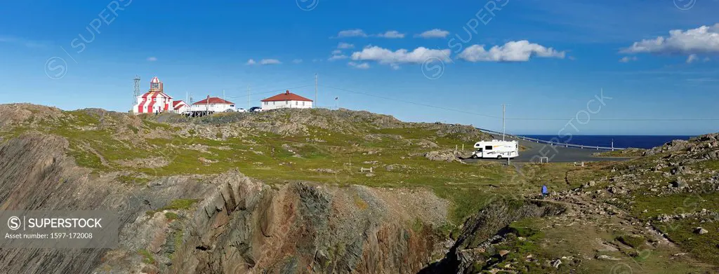 Motorhome, RV, Camper, Bonavista, Lighthouse, Newfoundland, Canada, coast, rocks, sea