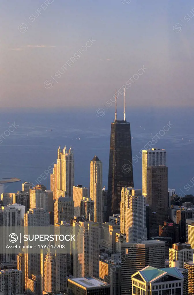 Chicago, Illinois, Lake Michigan, USA, America, United States, View, from Sears Tower, lake, skyline, mood, atmosphe