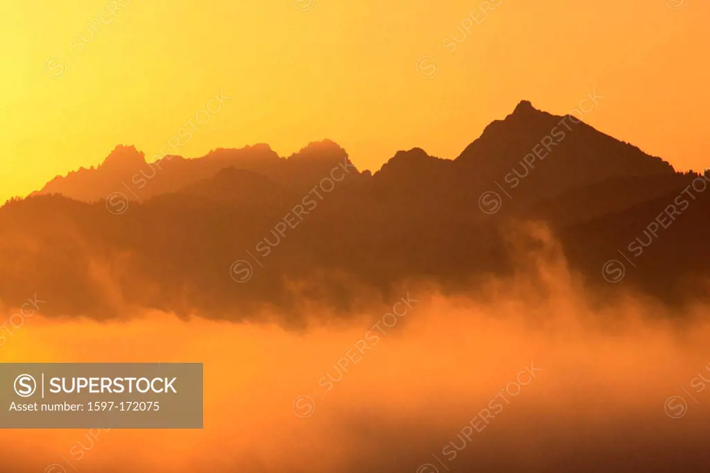 Alps, view, mountain, mountain panorama, mountains, mountain panorama, trees, mountains, Glarus Alps, autumn, sky, massif, Mürtschenstock, fog, fog pa...