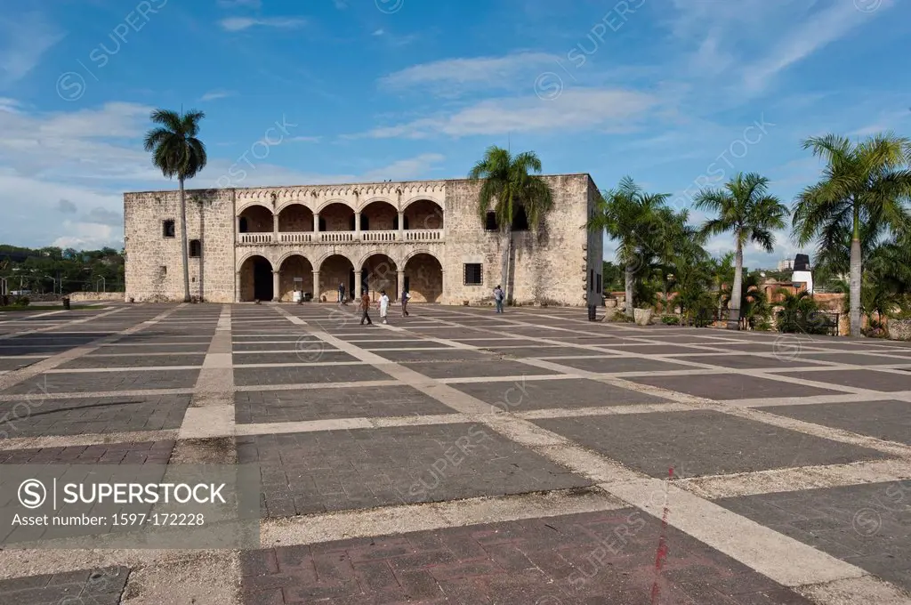 Town, City, Santo Domingo, Dominican Republic, Caribbean, Alcazar de Don Diego Colon, castle, building, construction, place,