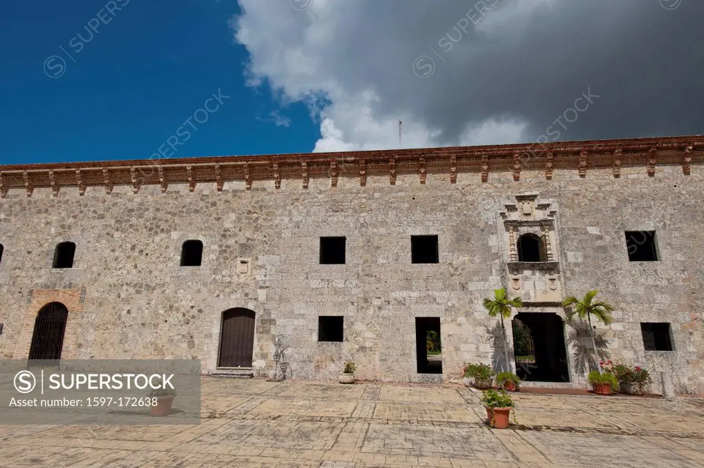 Town, City, Santo Domingo, Dominican Republic, Caribbean, Alcazar de Don Diego Colon, castle, building, construction, wall,