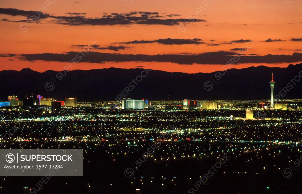 Las Vegas, Strip, USA, America, United States, night, overview, North America