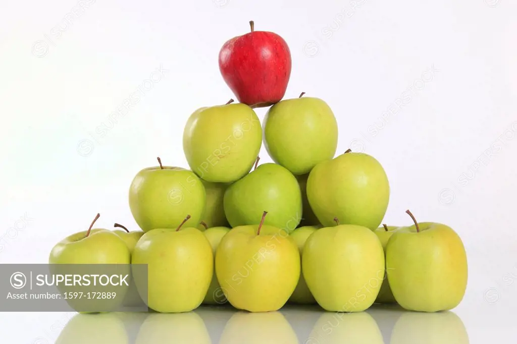 1, agrarian, apple, fruit, health, winner, background, pomes, fruit, pyramid, reflection, row, Switzerland, reflection, studio, symbol, different, one...