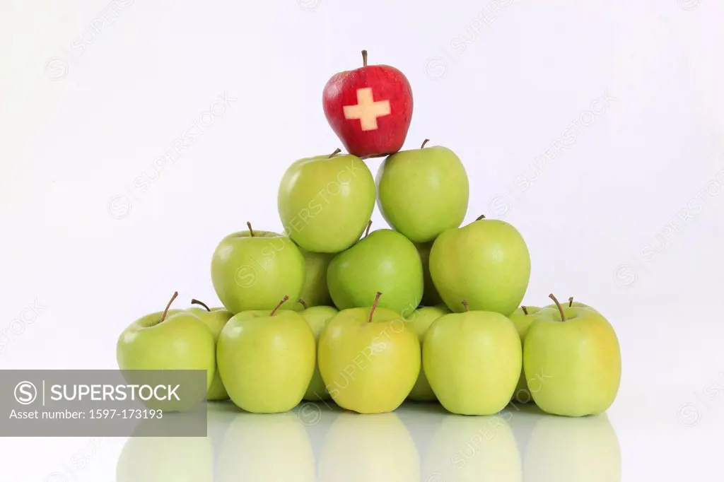 1, agrarian, apple, detail, flag, flag, banner, fruit, health, winner, background, pomes, cross, fruit, pyramid, quality, reflection, row, Switzerland...