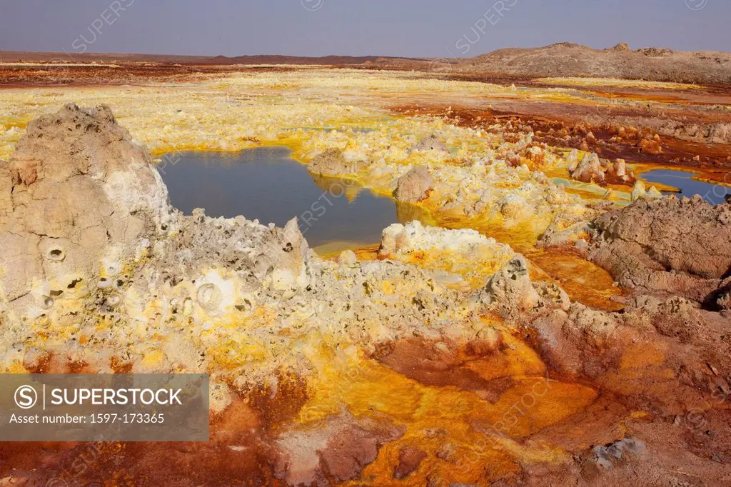 Sulphur terraces, Assale, Africa, nature, Ethiopia, sulphur, sulfur, mineral, scenery, landscape, geology, lake,