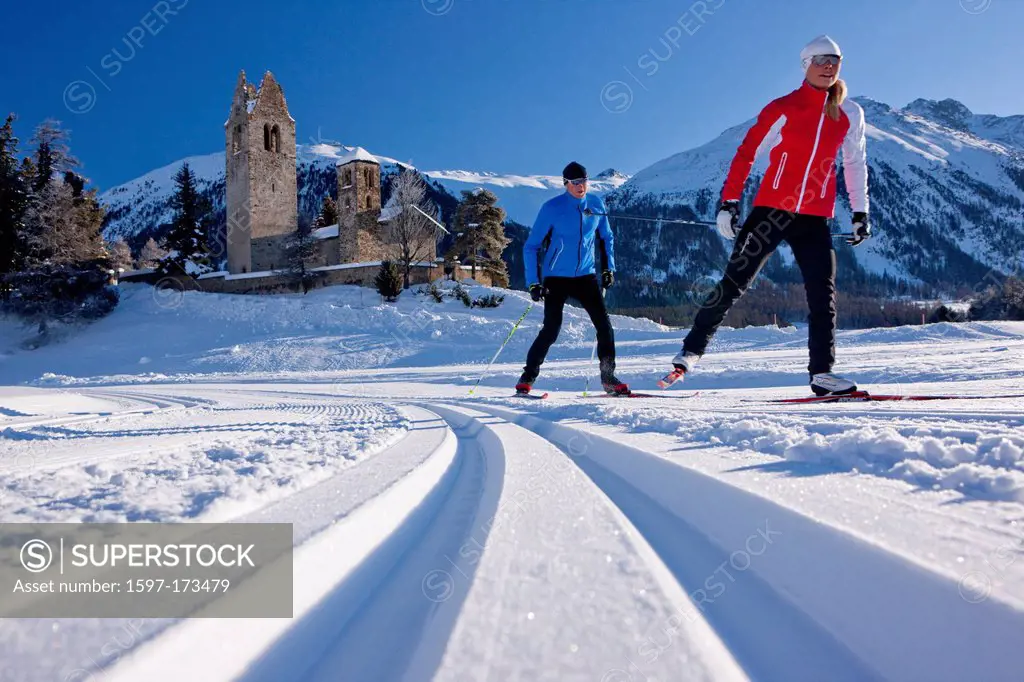 cross_country, ski, Celerina, winter, canton, GR, Graubünden, Grisons, Engadin, Engadine, Oberengadin, San Gian, cross_country, ski, winter sports, Sw...