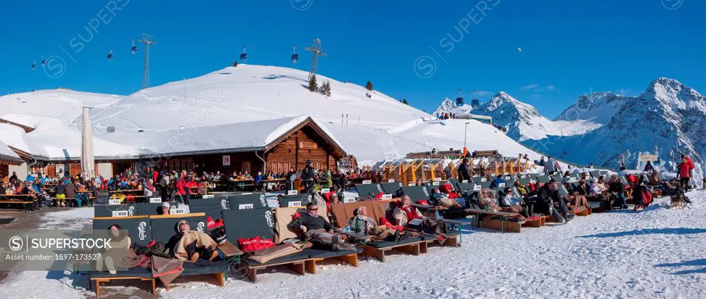 Tschuggenhütte, Arosa, panorama, mountain, mountains, winter, canton, GR, Graubünden, Grisons, snow, catering, restaurant, hotel, hut, mountain house,...