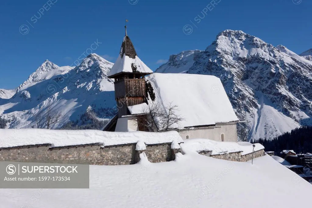 Mountain chapels, Innerarosa, mountain, mountains, winter, canton, GR, Graubünden, Grisons, church, religion, Switzerland, Europe, Arosa
