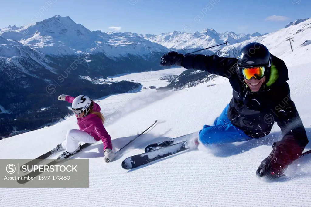 Skiing, winter sports, skiing area, Corviglia, ski, skiing, winter sports, Carving, winter, sport, spare time, leisure, adventure, winter sports, cant...