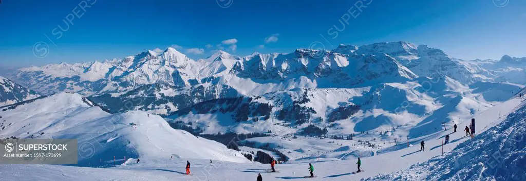 Skiing area, Adelboden, winter, canton, Bern, Bernese Oberland, winter sports, ski, skiing, winter sports, Carving, winter, Switzerland, Europe, piste...