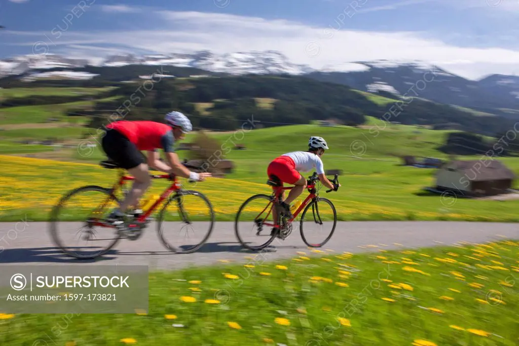 Cyclist, biker, Appenzell area, spring, bicycle, bicycles, bike, riding a bicycle, canton, Appenzell, Innerroden, Alpstein, Säntis, racing bicycle, Sw...