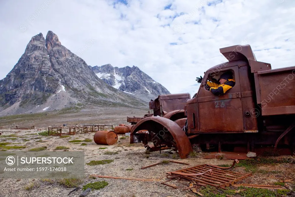 US base, cousin, Blue East, base, military base, 2 world war, Greenland, East Greenland, rust, grate, environmental, pollution, ecology, man, truck, h...