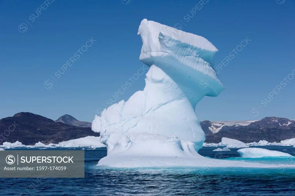 Icebergs, Greenland, East Greenland, ice, iceberg, Tassiilaq, nature, formation, group, white, blue, cold,