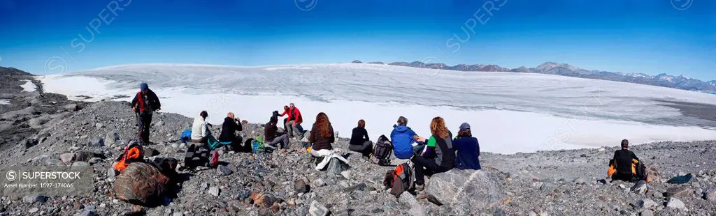 Walking, Hiking, ice sheet, Greenland, East Greenland, glacier, ice, moraine, group