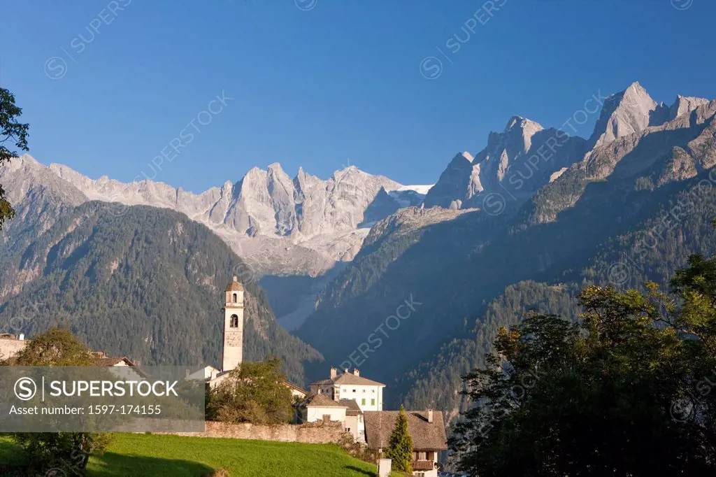 Soglio, Bergell, mountain, mountains, village, Switzerland, Europe, Sciora, Sciora group,