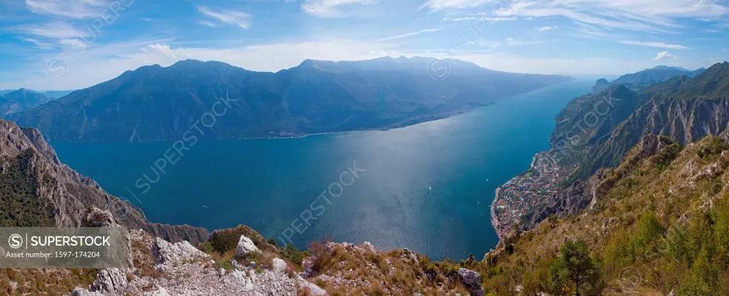 Limone, lake Garda, panorama, Italy, Europe, lake, lakes, village, panorama,