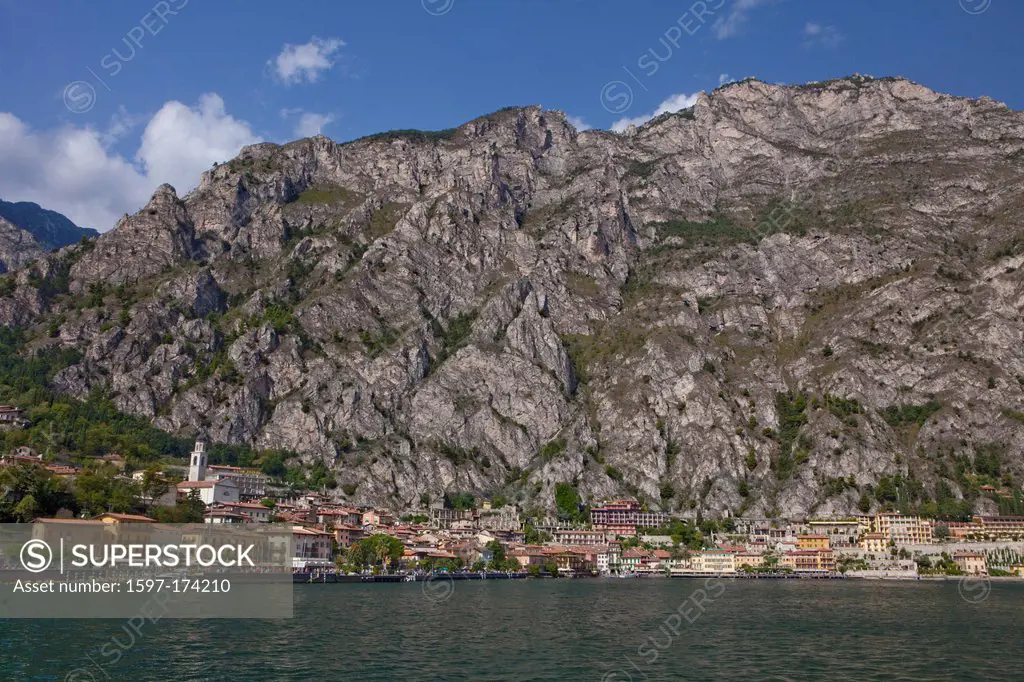 Limone, lake Garda, Italy, Europe, lake, lakes, village, rock, cliff,