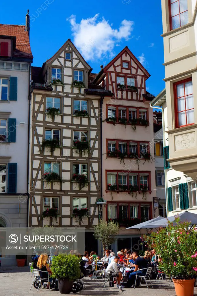 St. Gallen, St. Gall, Old Town, Switzerland, Europe, canton, town, city, lane, restaurant, houses, homes, Old Town