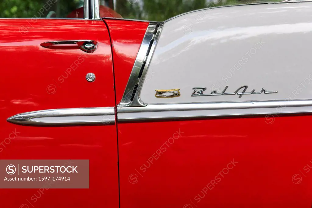 1955, Classic car, Chevrolet, Bel Air, General Motors, New Braunfels, old car, red, white, Texas, USA, United States, America, vintage car